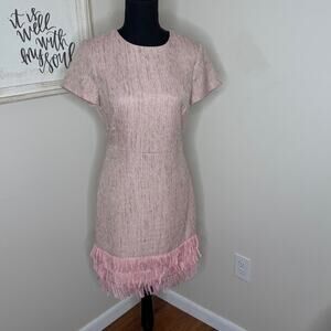 Forest Lily Pink Metallic Fringe Tweed Dress Size 4